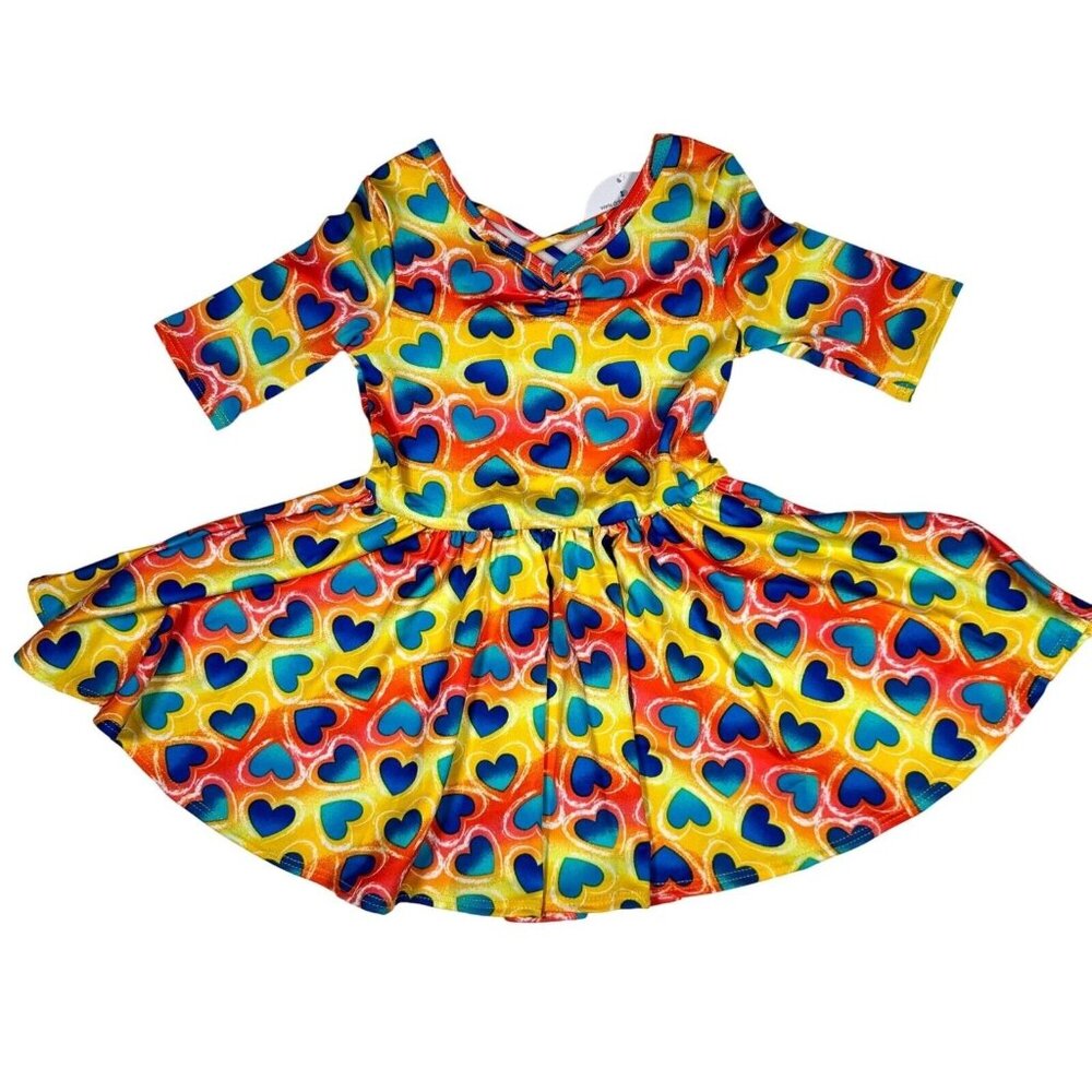 Dot Dot Smile Ballet Dress Blue Yellow Girls Rainbow Striped Heart Pattern 2T